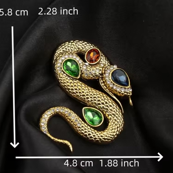 Serpenti Amber Couture Golden Vintage Crystals Brooch - Picture 5 of 5